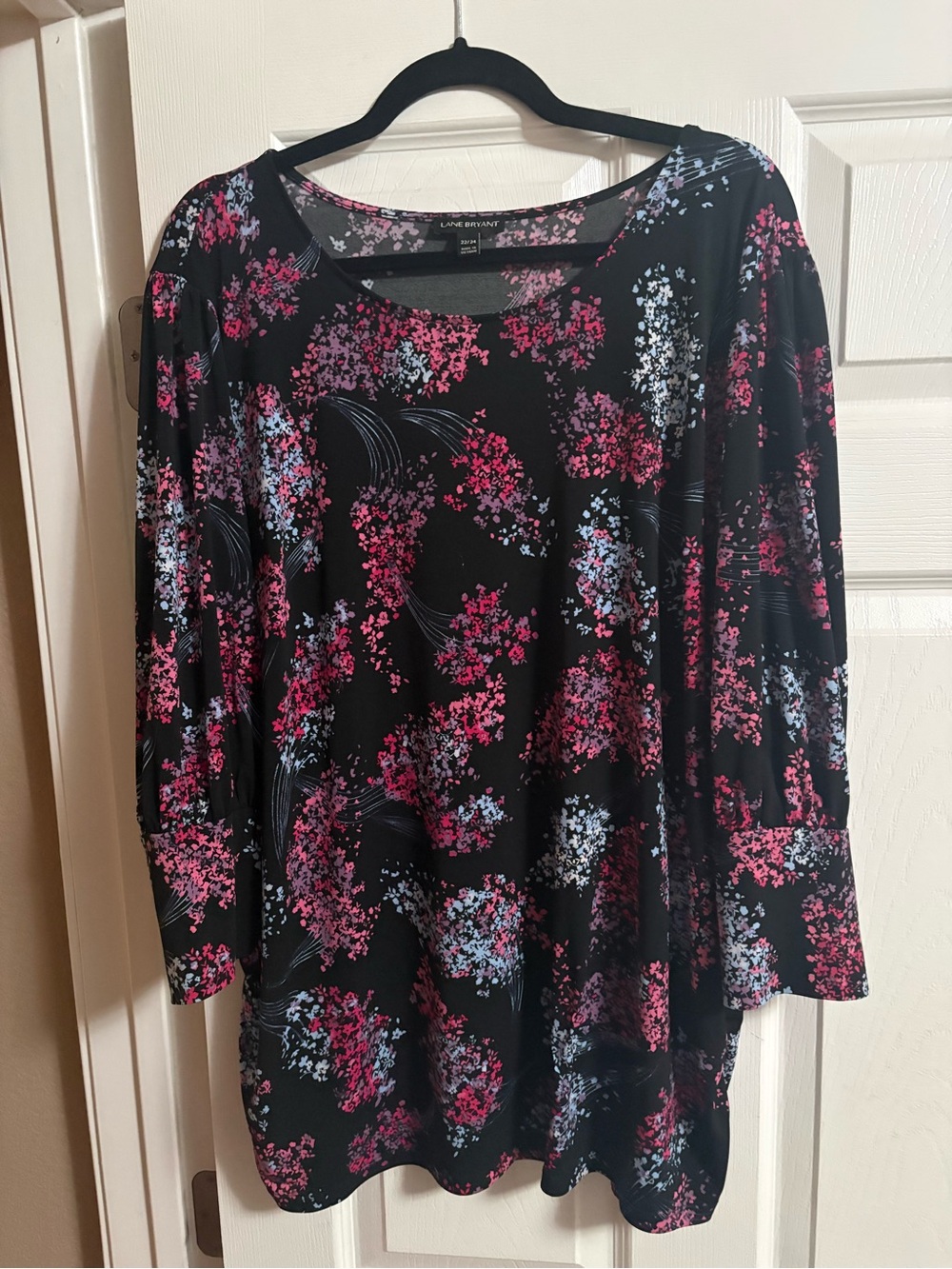 Lane Bryant floral 3/4 sleeves blouse top office career feminine stretch 22/24